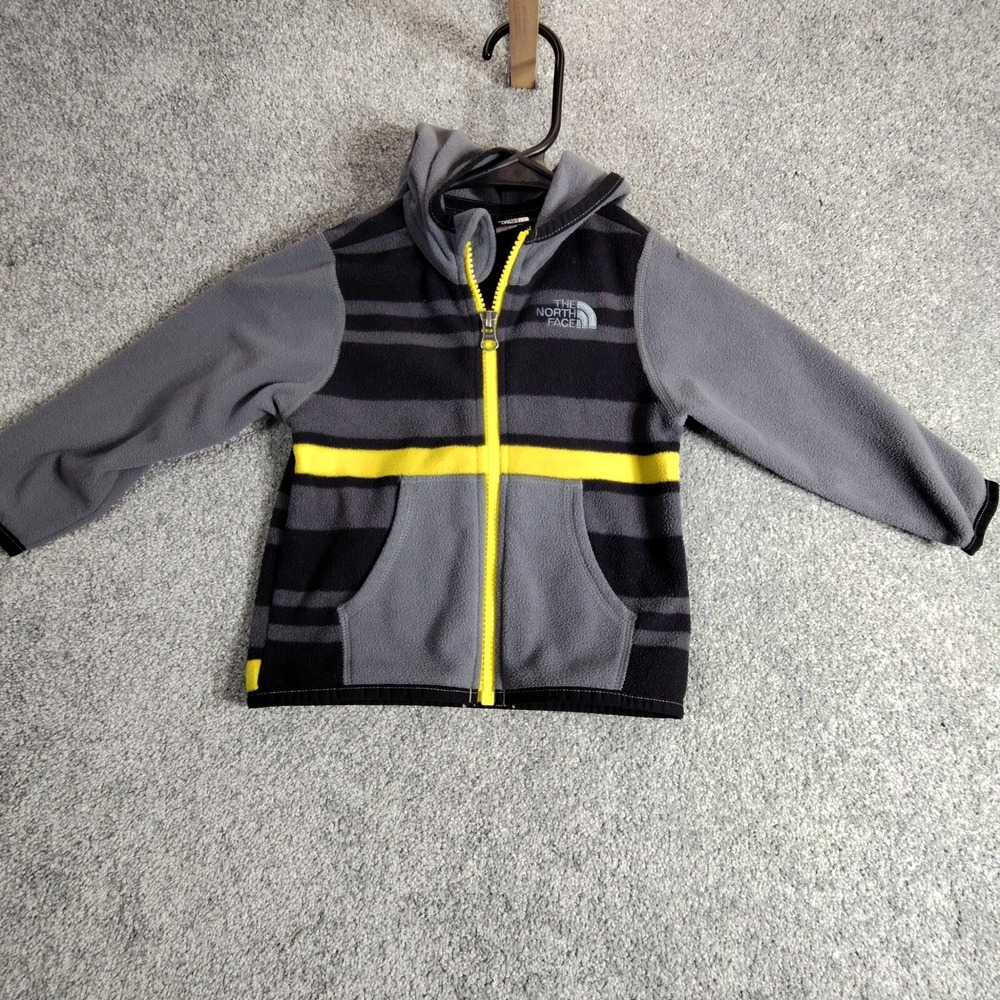 The North Face Fleece Jacket Full Zip Striped Gray Yellow Kids 12-18M NF00CP9A